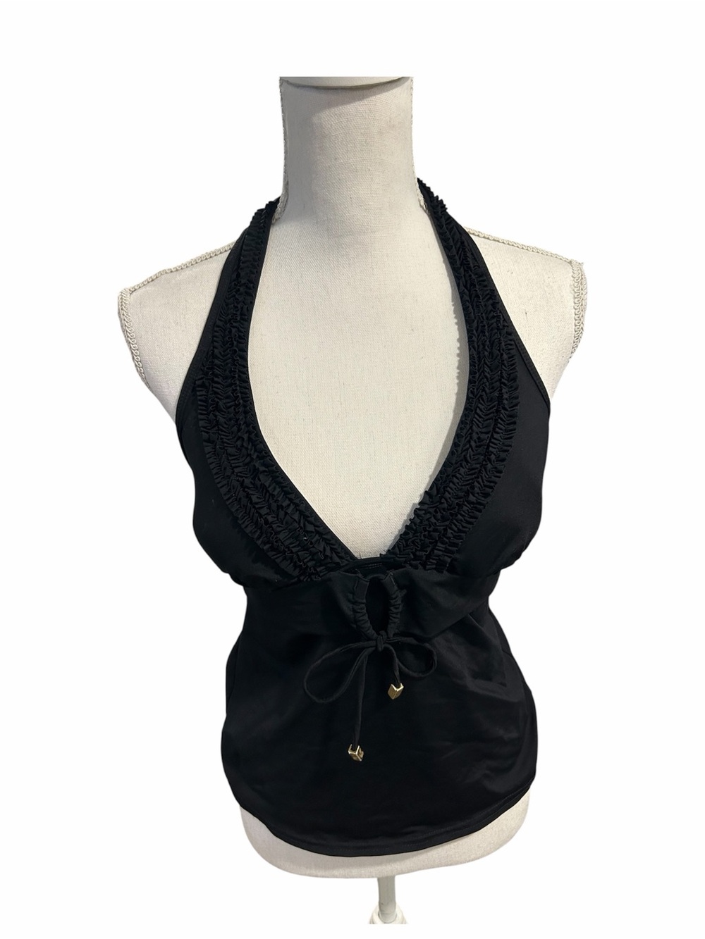 {Kenneth Cole Reaction} Black Halter Tankini Swim Top